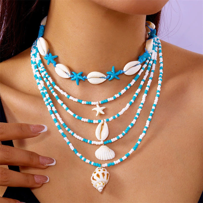 Wholesale Natural Shell Necklace Women Beaded Light Luxury Necklace Bohemian Niche Design