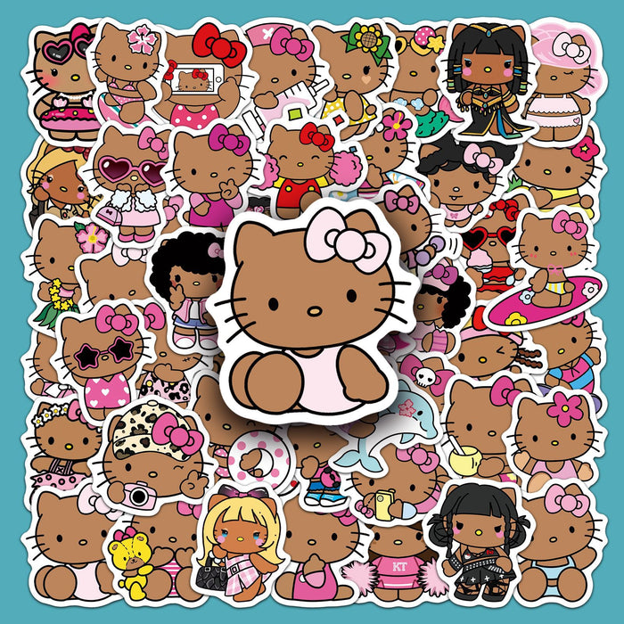 Wholesale 50pcs Black cat graffiti stickers for cute cartoon decorations for mobile phones,  notebooks,  and luggage stickers