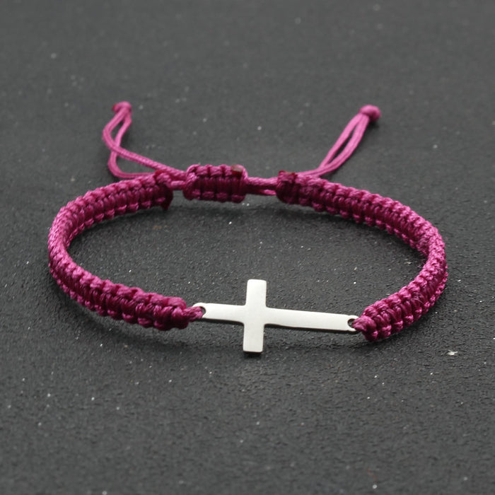 Wholesale Stainless Steel Cross Bracelet Hand Woven Couple Bracelet JDC-BT-SX003