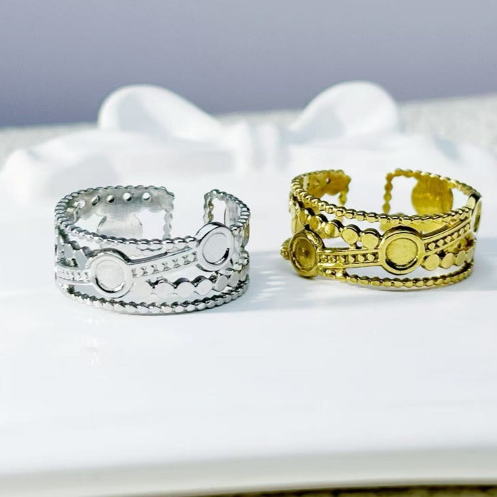 Wholesale Titanium steel ring with female hammer pattern gold plating that does not fade, exaggerated stainless steel finger