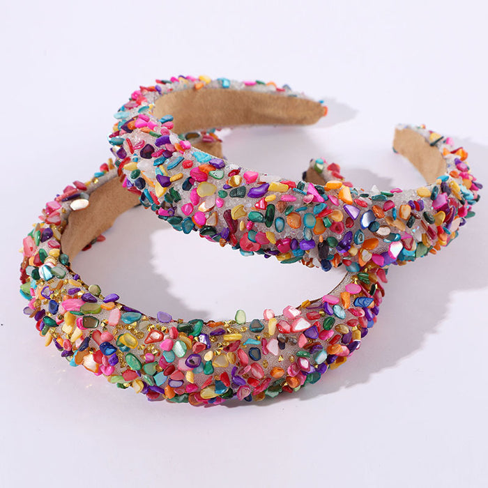 Wholesale Dopamine color headband fashionable and versatile sweet style Baroque colorful gem headband