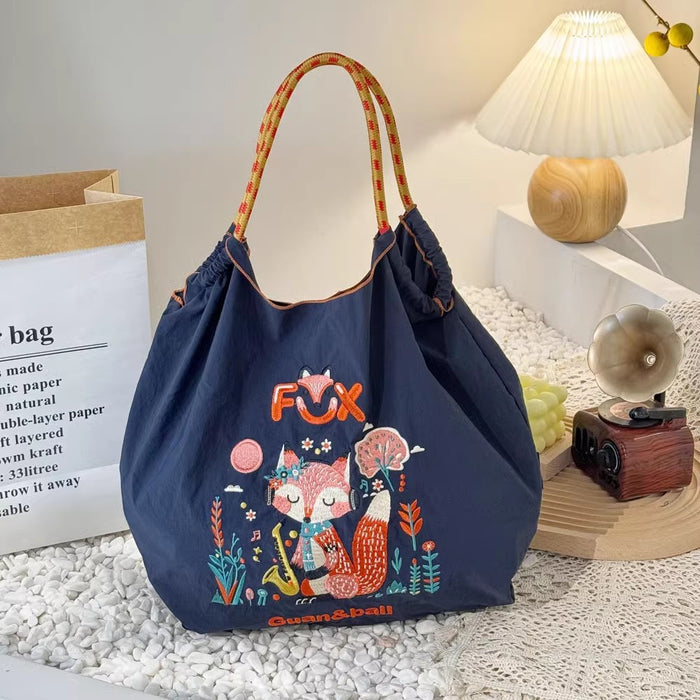Wholesale Embroidered Eco-Friendly Shopping Bag Nylon Cartoon Handbag Women' s Crossbody Shoulder Bag