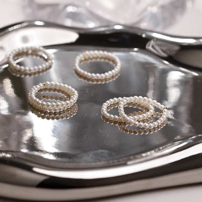 Wholesale Retro high-end sensory ring, small pearl ring, female niche, unique, light luxury index finger ring