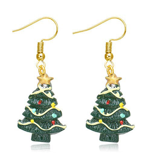 Wholesale Christmas Cartoon Christmas Tree Bell Light Bulb Snowflake Alloy Earrings JDC-ES-ManTi003