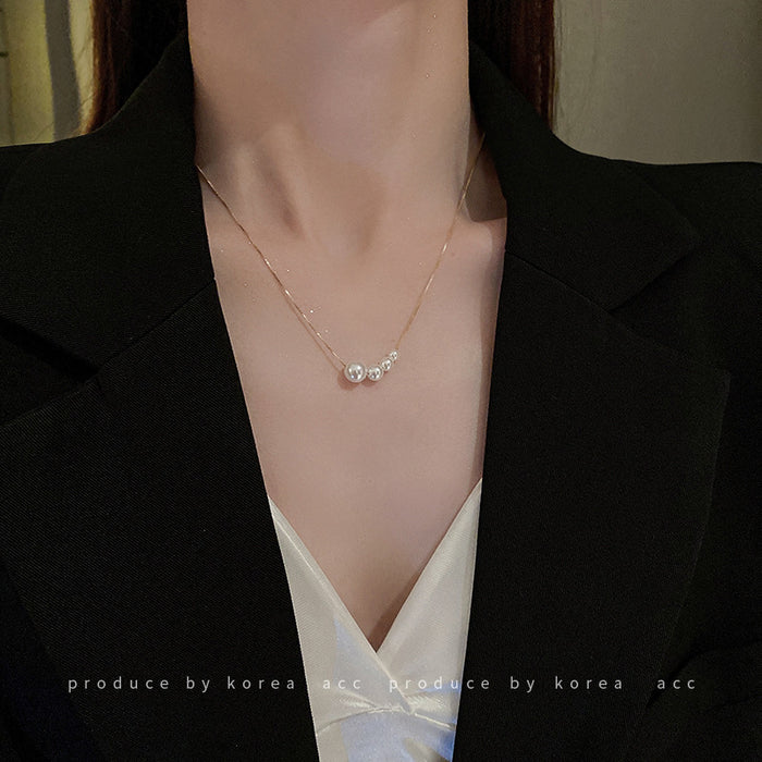 Wholesale Pearl necklace, niche, light luxury, versatile pendant, women's high-end sense, neckchain, simple collarbone chain accessory