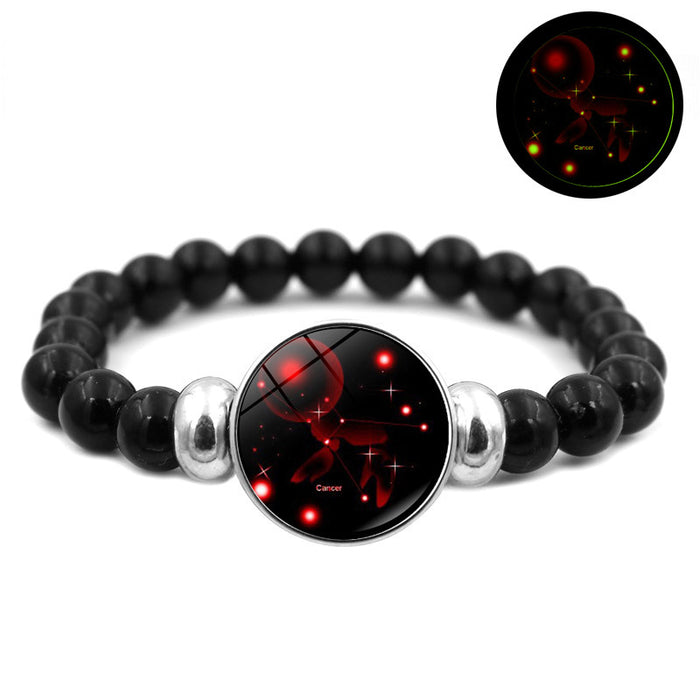Wholesale Luminous Twelve Constellations Black Handmade Beaded Bracelet