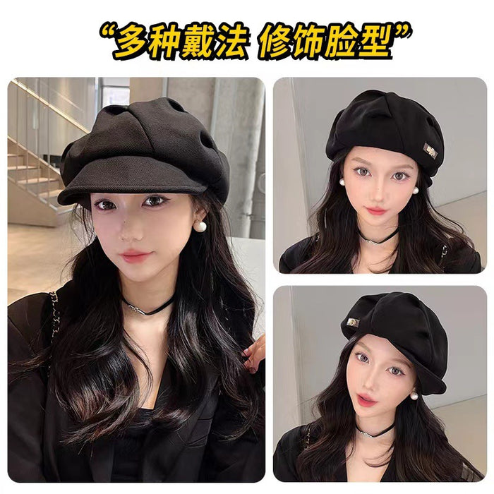 Wholesale Cloud hat new pleated octagonal hat travel versatile casual woolen beret