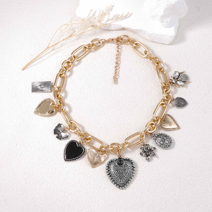 Wholesale alloy micro inlaid zircon love pendant chain necklace