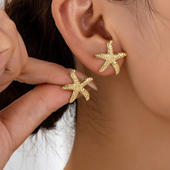 Wholesale Starfish Earrings for Women Simple Niche Stud Versatile Commuter High-End Earrings