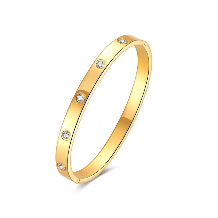 Wholesale Advanced Titanium Steel Buckle Gold Full Diamond Bracelet Non Fading Jewelry