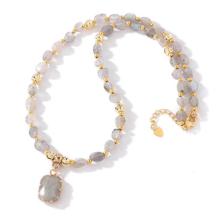 Wholesale Inlaid pendant pumpkin shaped beads and irregular stone beaded necklace