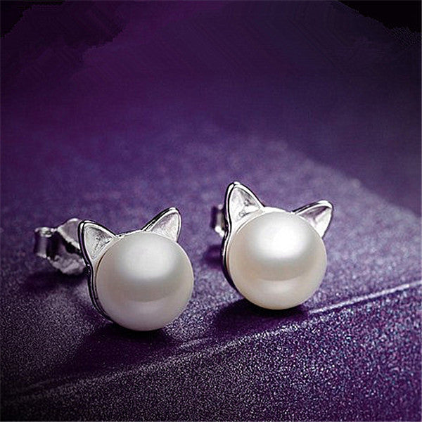 Wholesale Silver Needle Pearl Earnail Earrings