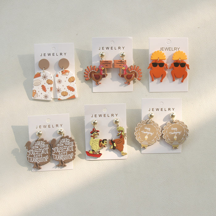Wholesale Turkey Thanksgiving Acrylic Drop Earrings