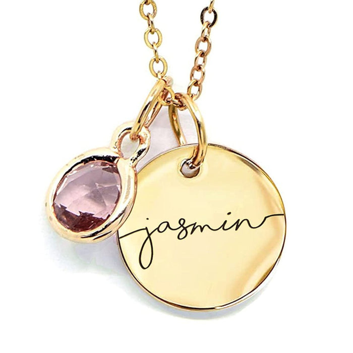 Wholesale Stainless steel electroplated round plate laser marking engraved necklace