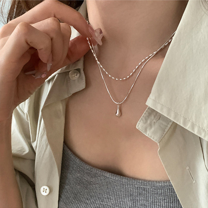 Wholesale Simple and versatile double layered necklace for women with a cold and aloof style, personalized temperament, high-end feeling, collarbone chain, neck chain