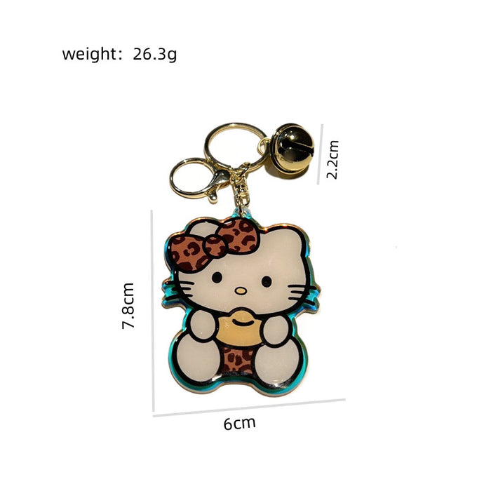 Wholesale 5 PCS Cute Cartoon Leopard Print Acrylic Keychain for Men and Women