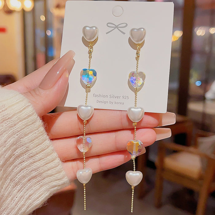 Wholesale Fashionable pearl earrings, high-end and versatile earrings, new niche style, long tassel earrings