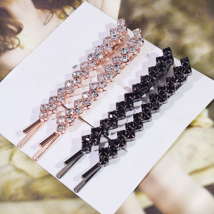 Wholesale Full Diamond Rhinestone Clip Hairpin Simple Hair Accessories Side Clip Duckbill Clip Broken Hairpin Side Clip