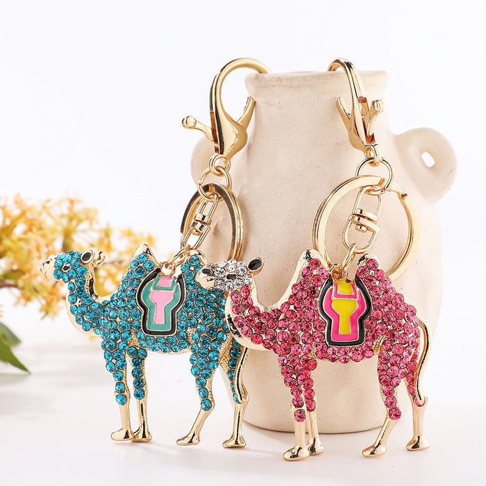 Wholesale diamond camel car key chain animal car key chain metal pendant