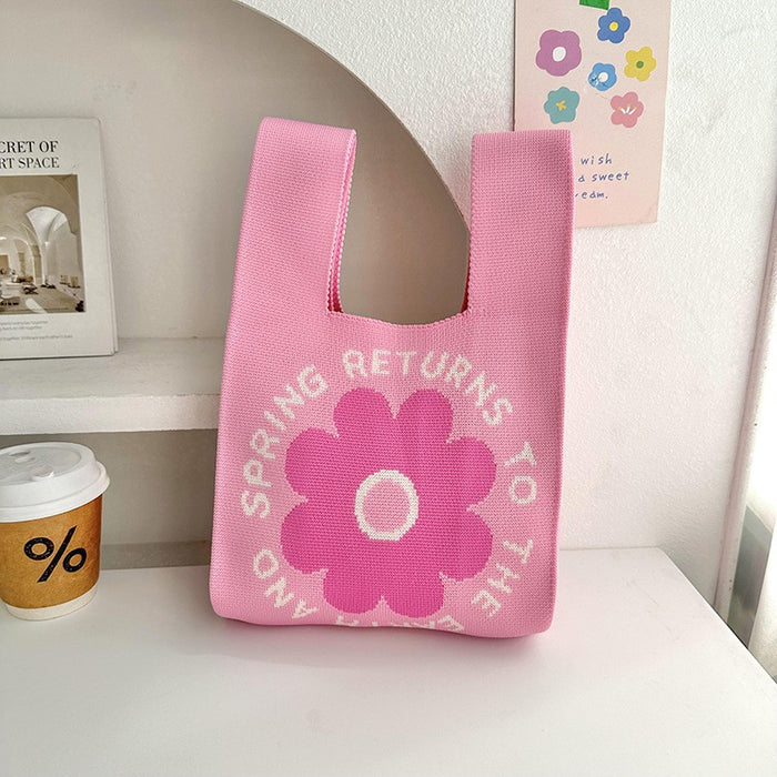 Wholesale Crossbody bag, small bag, versatile cartoon knitted handbag, woven handbag, large capacity shoulder bag