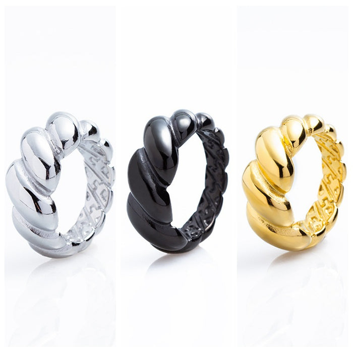 Wholesale Lava Series Gold Croissant Titanium Steel Ring JDC-RS-YuYuan010