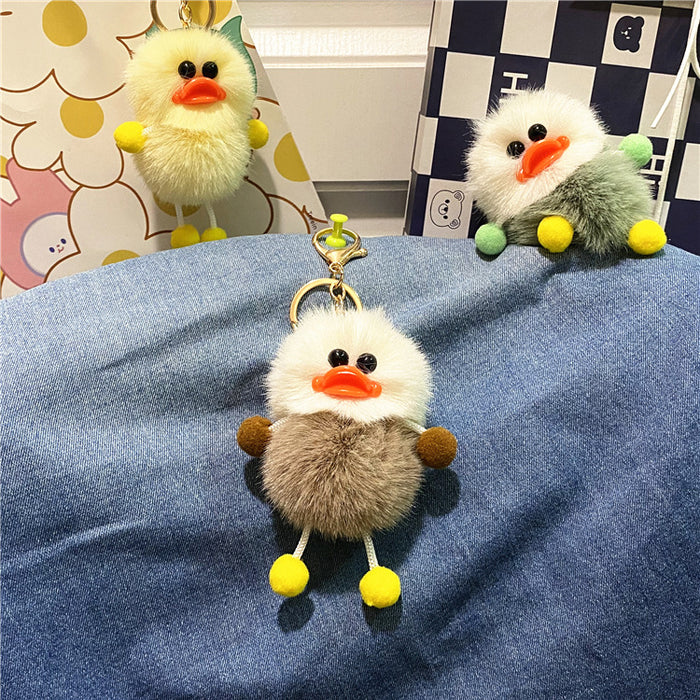 Wholesale Duck keychain cute plush student bag pendant cartoon elf car keychain accessories
