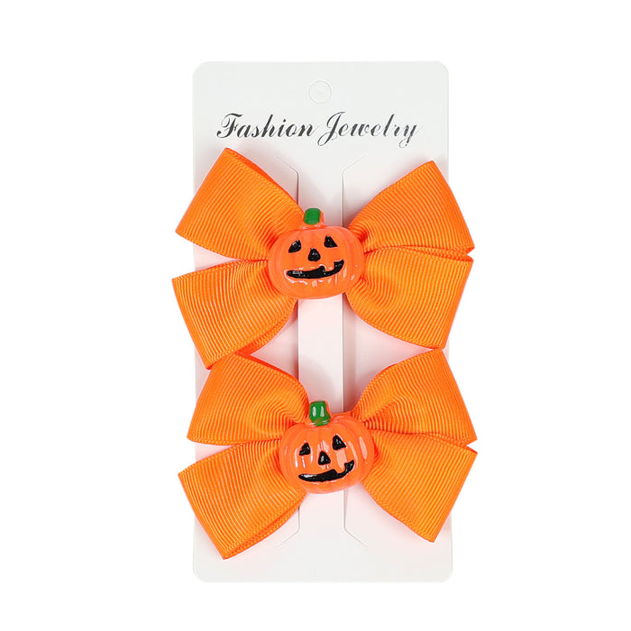 Wholesale Halloween Children Double Bow Fabric Hair Clip JDC-HC-QiuN011