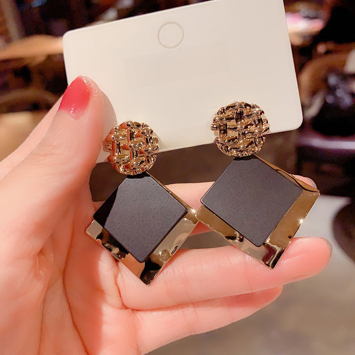 Wholesale Metallic Square Earrings Women's Versatile High-end Personalized Earrings