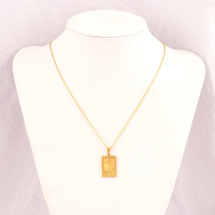 Wholesale  ins style sun moon square embossed necklace