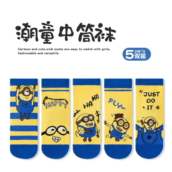 Wholesale 5 Pairs/pack Children's Socks Autumn and Winter New Combed Cotton Cartoon Boy's Tube Socks Korean Version Spring and Autumn Girl's Socks JDC-SK-LXWC003