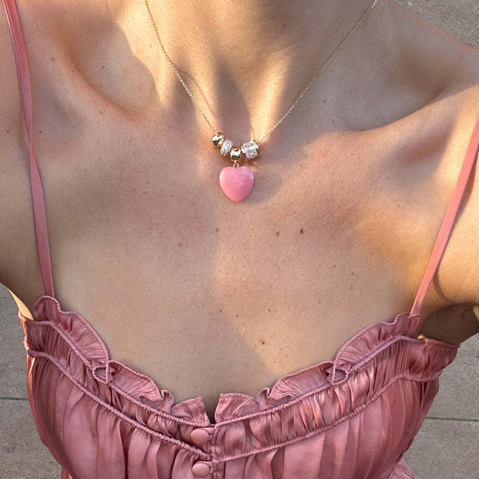 Wholesale New Colorful Heart Gemstone Necklace Collarbone Chain