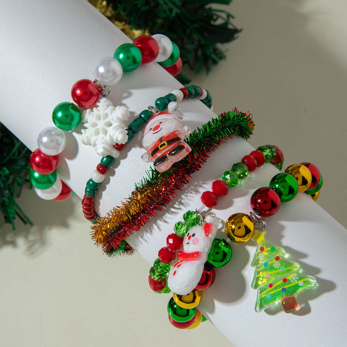 Wholesale Handmade Mixed Material Christmas Bracelet  Tree Bell Design Jewelry Accessory MOQ≥2