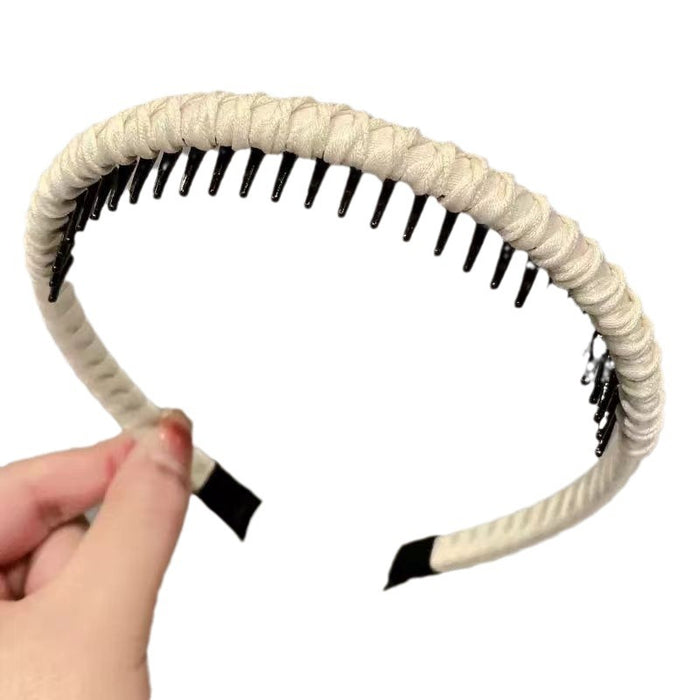 Wholesale Toothed anti slip face washing headband seamless braided hairband for controlling stray hairs