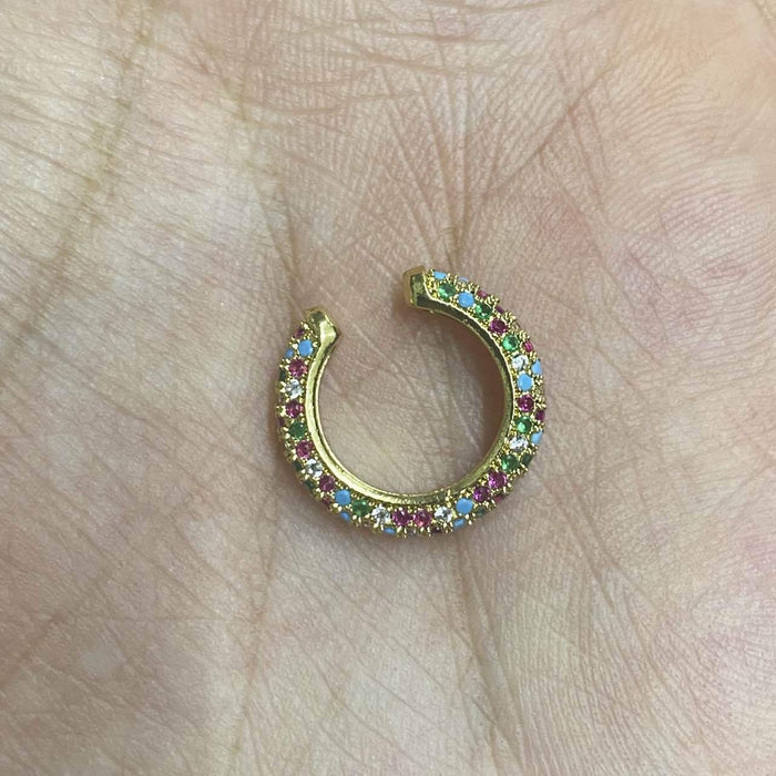 Wholesale Gold Plated Copper Ear Cuff with Colored Zircon Simple Style Fashion Accessory MOQ≥2