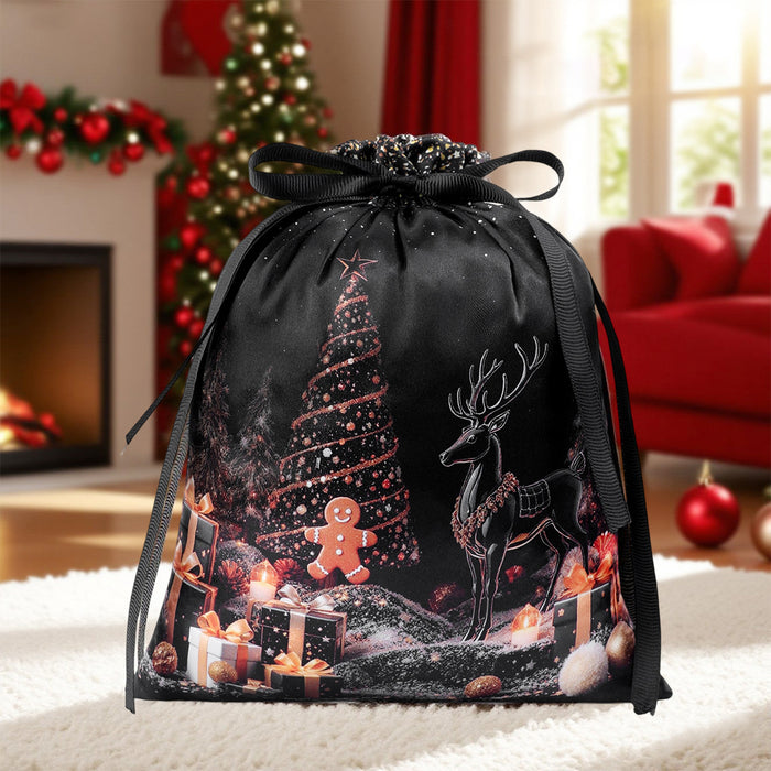 Wholesale Christmas Candy Custom Bag  Satin Double Drawstring Storage Bag Drawstring Christmas Gift Bag Gift Bag