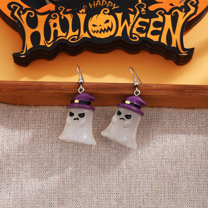 Wholesale  cartoon pumpkin ghost resin earrings funny personality big eye monster witch hat death Earrings