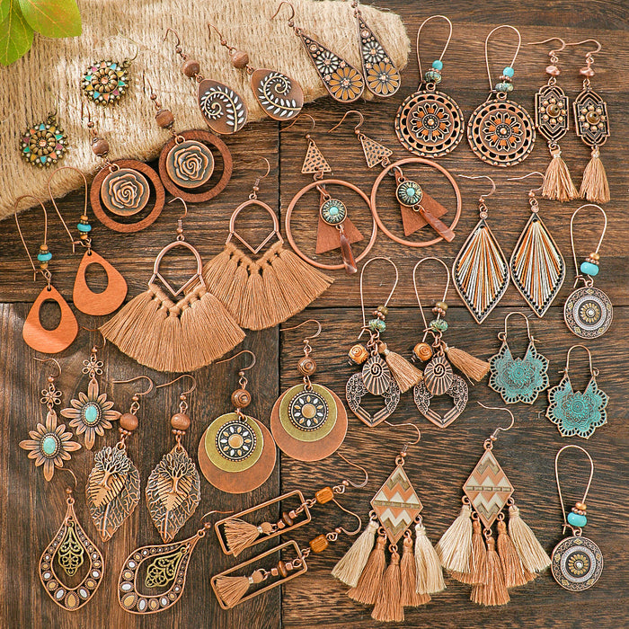 Wholesale Bohemian Artistic Vintage Tassel Earrings Zinc Alloy Jewelry Accessory MOQ≥2