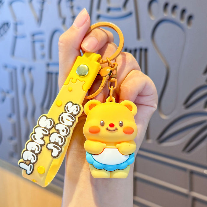 Wholesale PVC Butter Bear Cartoon Doll Keychain JDC-KC-MengXu003