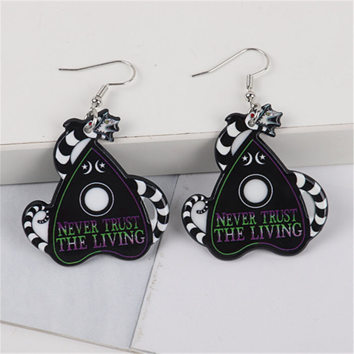 Wholesale Halloween Series Letters Skull Snake Totem Acrylic Printing Earrings JDC-ES-ChouD023