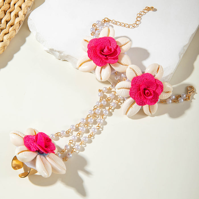 Wholesale Flower Shell Bracelet Vacation Style Imitation Pearl Fashion Handmade
