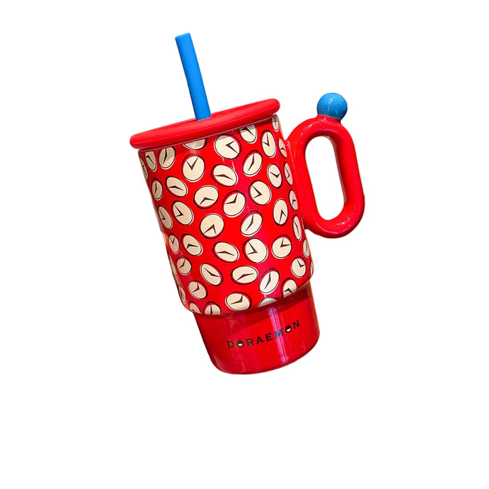 Wholesale Large-capacity ceramic water cup with straw