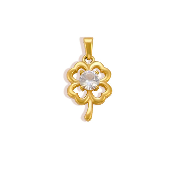 Wholesale 6pcs/set DIY diamond love four-leaf clover butterfly key geometric accessories stainless steel plated 24K gold pendant