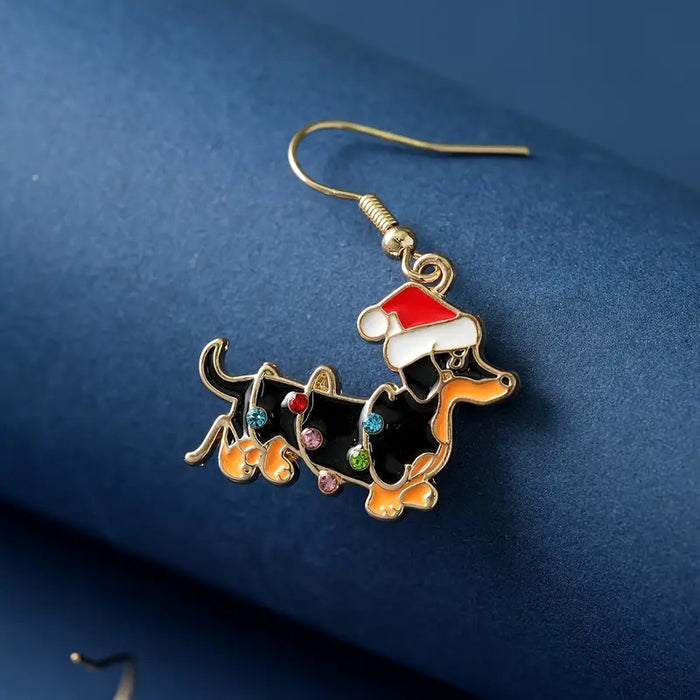 Wholesale Cute Christmas cartoon puppy earrings