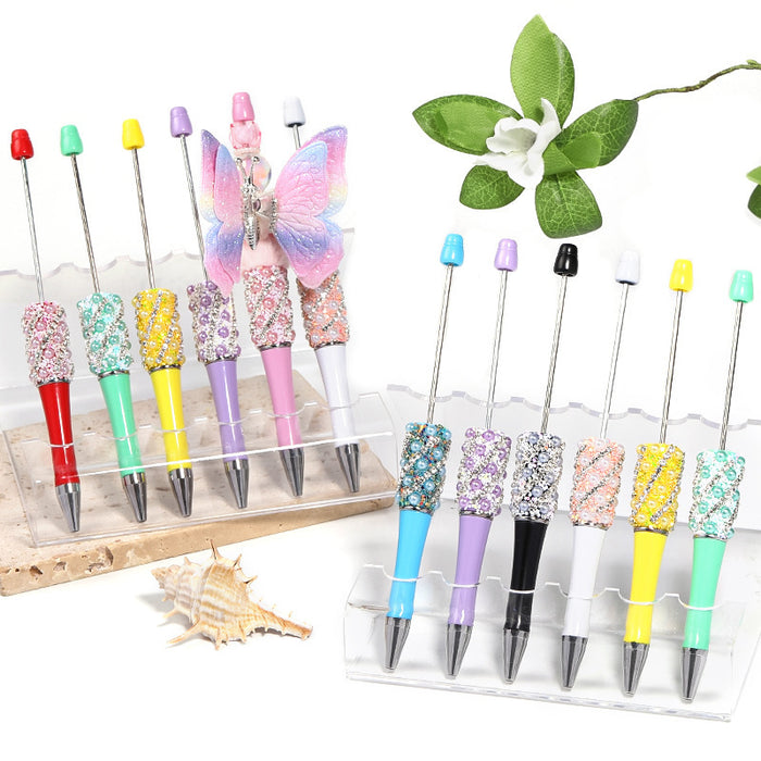 Wholesale 10pcs New Full Diamond Beaded Pen Creative Handmade DIY Resin Rhinestone Ballpoint Pen Fashion Student Gift Pen