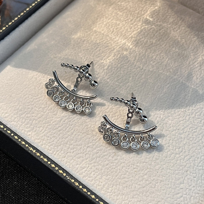 Wholesale Gradient Ball Metal Tassel Spliced Earrings