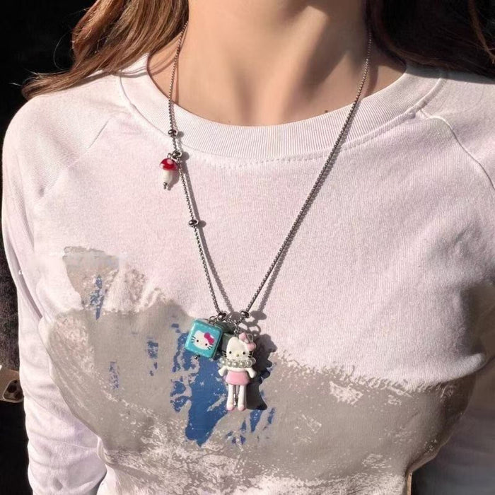 Wholesale Cute Cartoon Block Necklace for Women long necklace