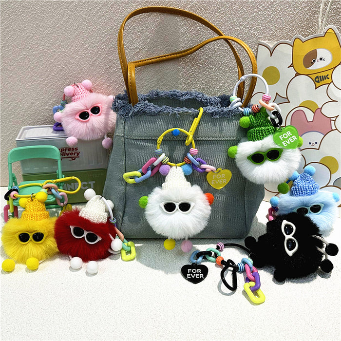 Wholesale Cartoon Plush Briquette Keychain Colorfulful Cute Doll Student School Bag Pendant Key Chain Pendant Small Gift