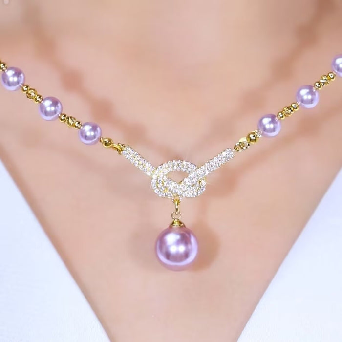 Wholesale Purple full diamond bead necklace