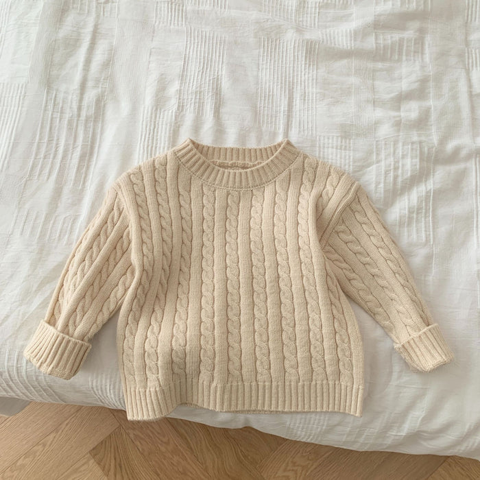 Wholesale Children's Fried Dough Twists Sweaters 0-6 Years Old Autumn Children's Clothes Girls' Solid Color Autumn Clothes Top Baby Clothes JDC-BC-XZXY009