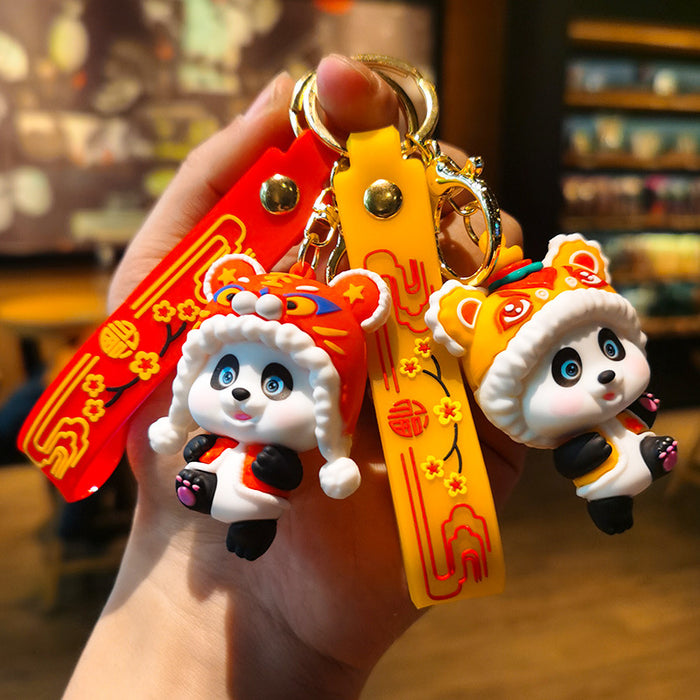 Wholesale Rubber Cartoon Doll Lion Tiger Head Panda Keychain JDC-KC-Tingm180